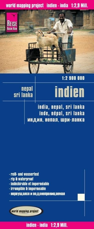 Indie, Nepál, Srí Lanka - mapa odolná