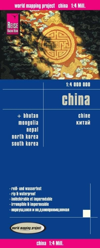 Čína, Bhútán, Mongolsko, Nepál, Jižní Korea, KLDR - mapa odolná