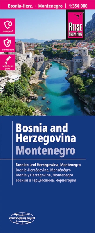 Bosna a Hercegovina, Černá Hora - mapa odolná
