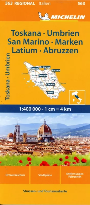 Itálie: Toskánsko, Umbrie, San Marino, Marche, Lazio, Abruzzo (č. 563) mapa