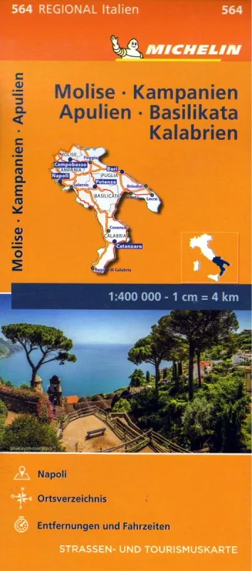 Itálie: Molise, Kampánie, Apulie, Basilicata, Kalábrie (č. 564) mapa