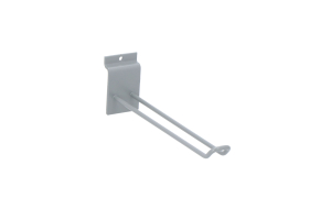 Double hook for sales display L=200 mm. Powder-coated RAL 7005 matt.