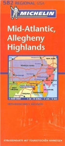 USA: středoatlantická oblast, Allegheny, Highlands (č. 582) mapa