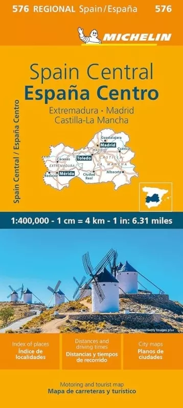 Španělsko: Extremadura, Kastilie-La Mancha, Madrid (č. 576) mapa
