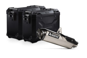 TRAX ADV aluminum case system + Akrapovic Black. 45/37 l. Triumph Tiger 900 (19-23