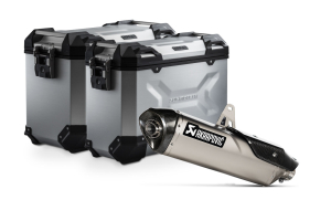 TRAX ADV aluminum case system + Akrapovic Silver. 45/37 l. Triumph Tiger 900 (19-2