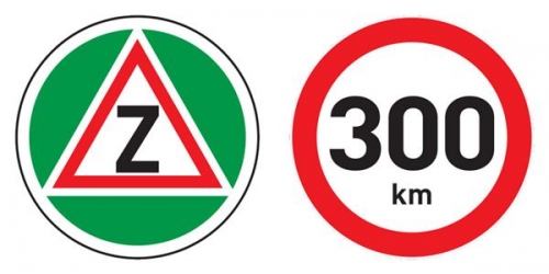 Samolepky "Začátečník" + "300 km"