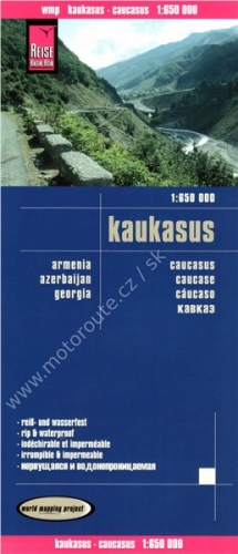 Kavkaz  (Arménie, Ázerbájdžán, Gruzie) - mapa odolná