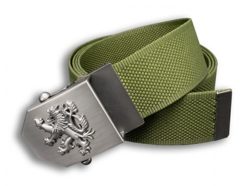 Opasek s českým lvem textilní khaki