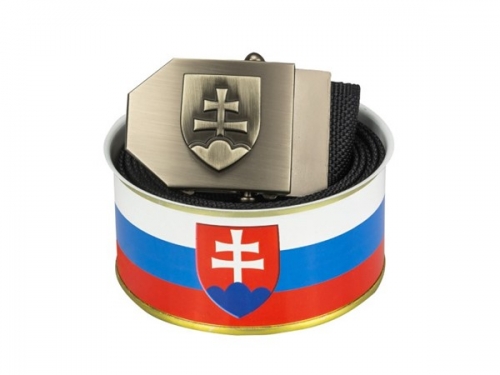 Opasek se slovenským znakem textilní černý - dárkové balení