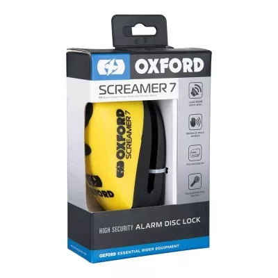 Oxford Screamer 7 - zámek na kotouč s alarmem (žlutý)