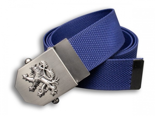 Opasek s českým lvem textilní modrý