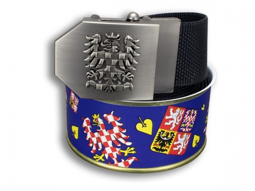 Opasek s moravskou orlicí textilní černý - dárkové balení