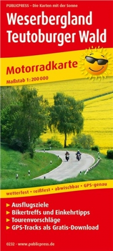 Motomapa Weserská vysočina - Teutoburský les