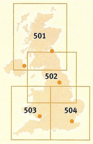 Velká Británie: severní Anglie, Midlands (č. 502) mapa