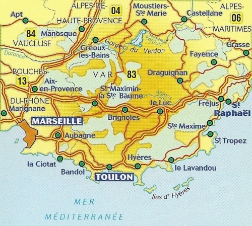 Francie: Grand Canyon du Verdon, Azurové pobř. záp. (č. 114) mapa