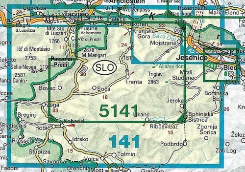 Julské Alpy - mapa