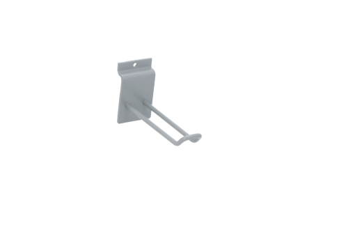 Double hook for sales display L=100 mm. Powder-coated RAL 7005 matt.