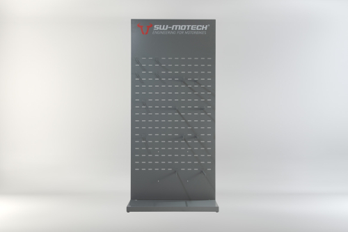 Sales display - wall with equipment Topic: PRO rear bags and accessories.