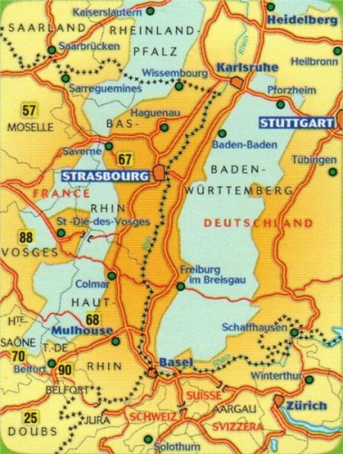 Německo: Horní Porýní, Schwarzwald, Alsasko (č. 131) mapa
