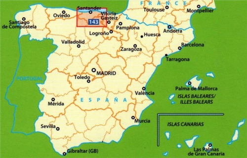 Španělsko: pobřeží Kantábrie (č. 143) mapa