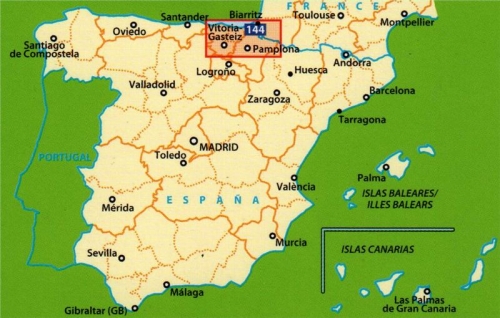 Španělsko: Atlantic Pyrenees, Basque-Navarrese Pyrenees (č. 144) mapa