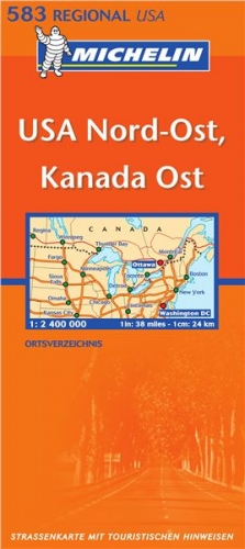 USA: severovýchod, Kanada: východ (č. 583) mapa