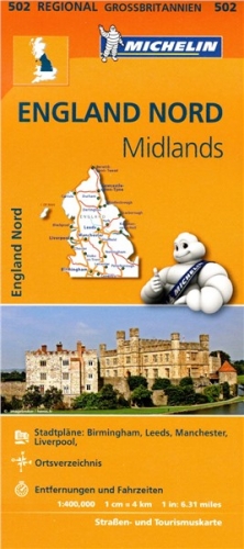 Velká Británie: severní Anglie, Midlands (č. 502) mapa