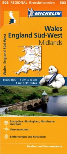 Velká Británie: Wales, jihozápadní Anglie, Midlands (č. 503) mapa