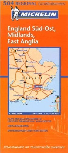 Velká Británie: jihovýchodní Anglie, Midlands, East Anglia (č. 504) mapa