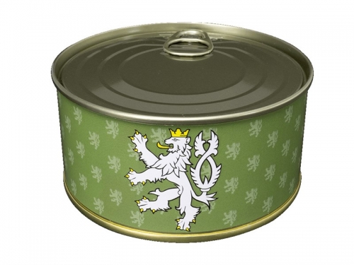 Opasek s českým lvem textilní khaki - dárkové balení