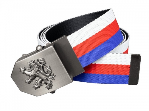 Opasek s českým lvem textilní trikolora - dárkové balení