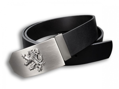 Opasek s českým lvem kožený černý 40 mm